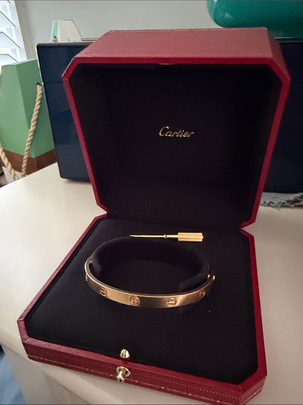 Cartier 18K Yellow Gold Love Bracelet with Box and Tool